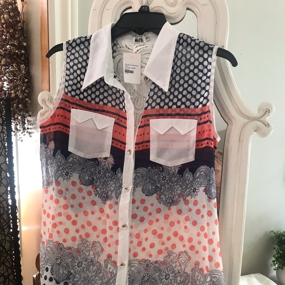 Sheer sleeveless multi coloured pattern by mod fit - Picture 1 of 1